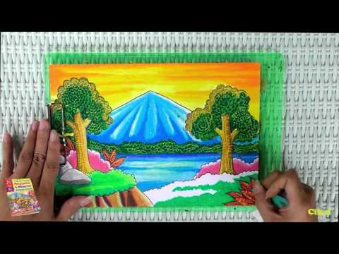 Download Video Tutorial Mewarnai Pemandangan Alam dengan Krayon (Oil Pastel)