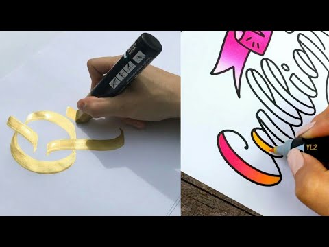 Download Video Calligraphy watercolor drawing marker chameleon and pen lettering Каллиграфия рисование акварелью
