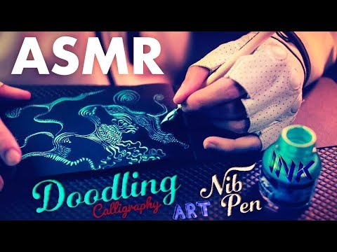 Download Video ASMR ART 🖋️Ink Doodling w/ Calligraphy Nib Pen ✒️NO TALKING for SLEEP