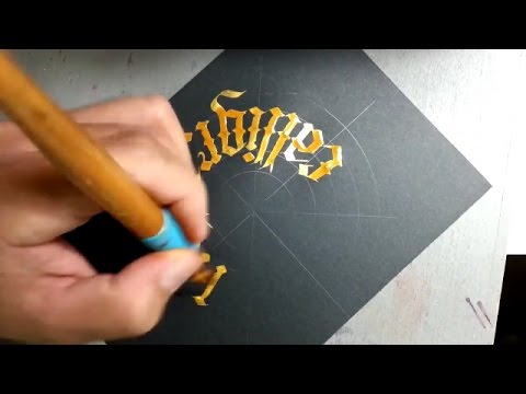 Download Video Calligraphy Masters circle calligram with gold ink by Milo Sudaria – Left hander