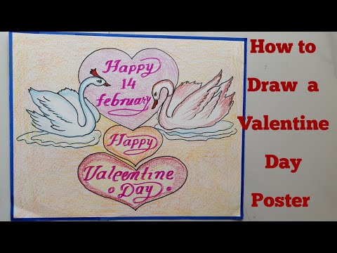 Download Video Happy Valentine Day Drawing||Happy Valentine Day Poster||Calligraphy letters||Beautiful handwriting