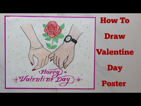 Download Video Valentine Day Drawing || Valentine Day Poster || Rose Flower Drawing || Calligraphy Letters