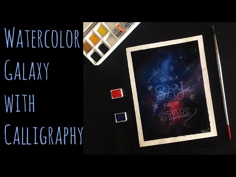 Download Video Watercolor Galaxy with Calligraphy (fav song's lyrics) Part 1